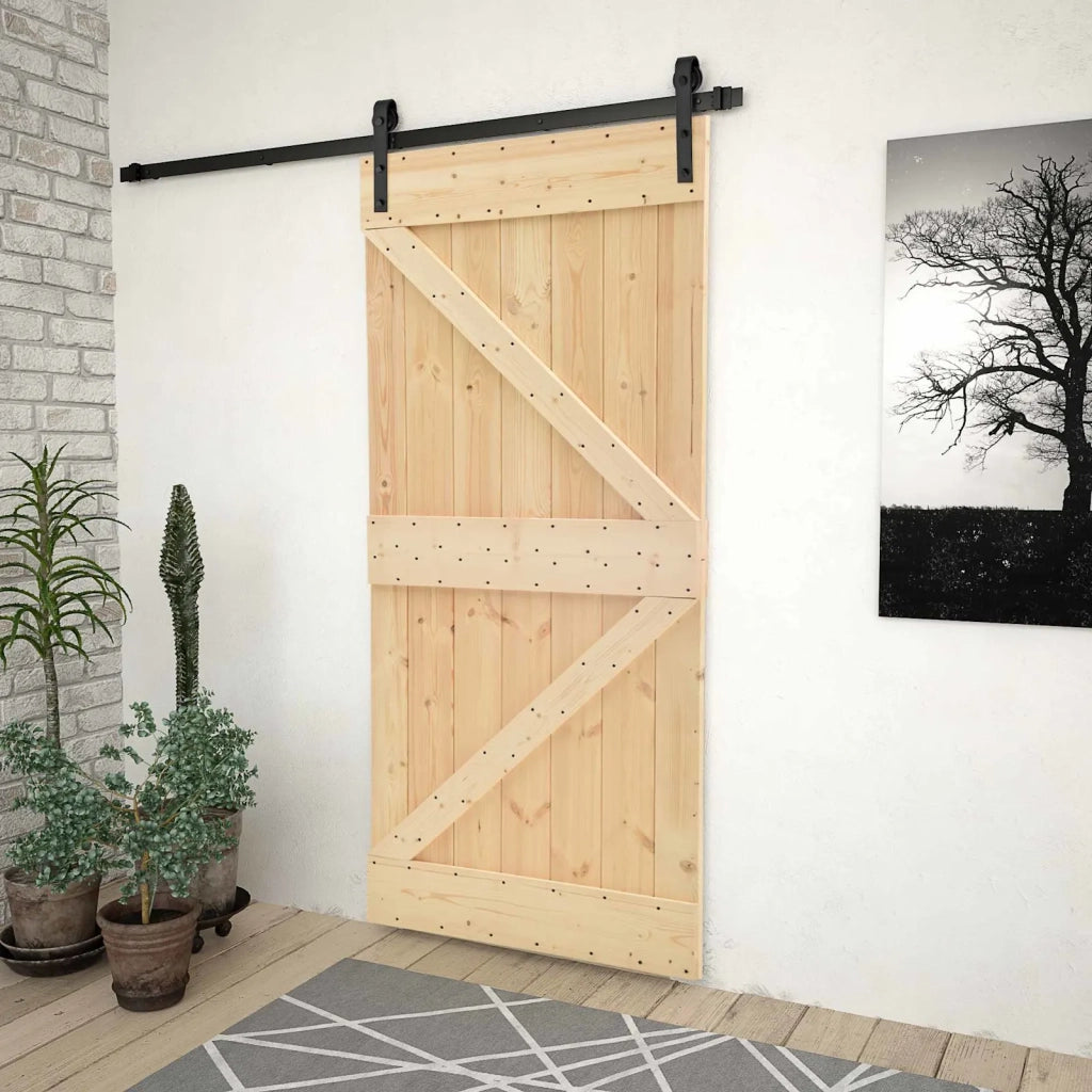 Porta scorrevole Naturale e Nero 80 x 210 cm 3444855