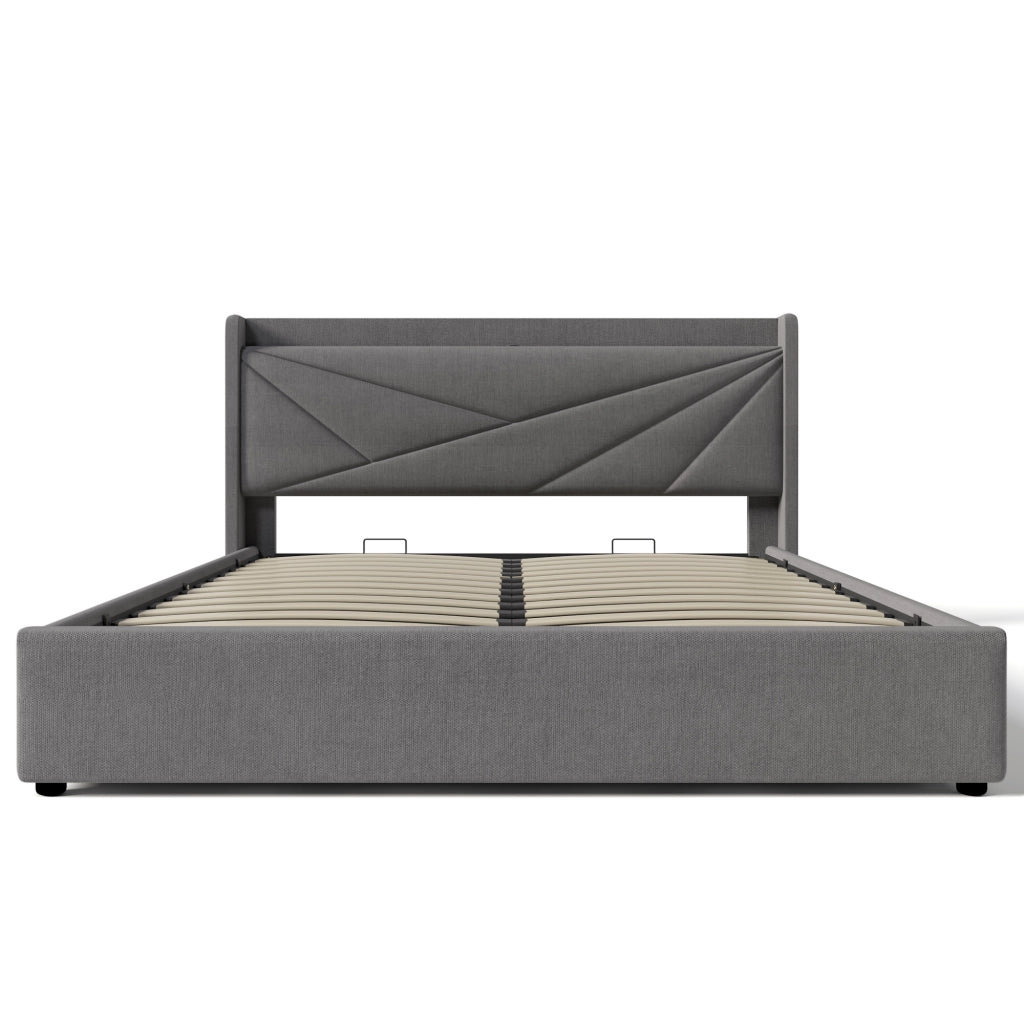 letto imbottito cotone lino grigio 180x200 cm