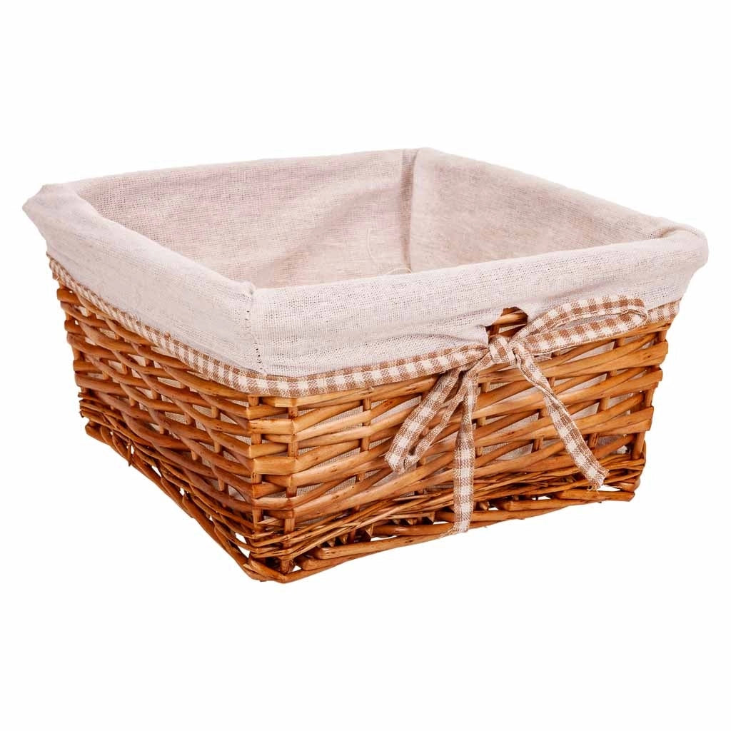 Set di 3 cestini in vimini foderati marroni