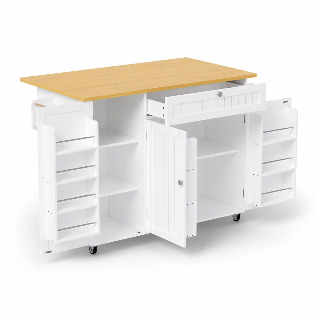 Isola Cucina Mobile con Piano Ribaltabile ¨C MINIMAL ¨C Tavolo Bar, Cassetto, Ante, 120x45x92 cm