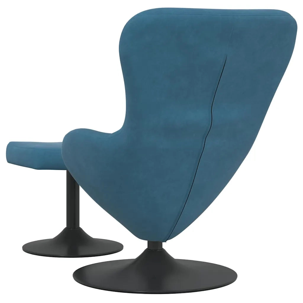 Poltrona | Sedia Egg con Pouf with Footstool Blu Velluto