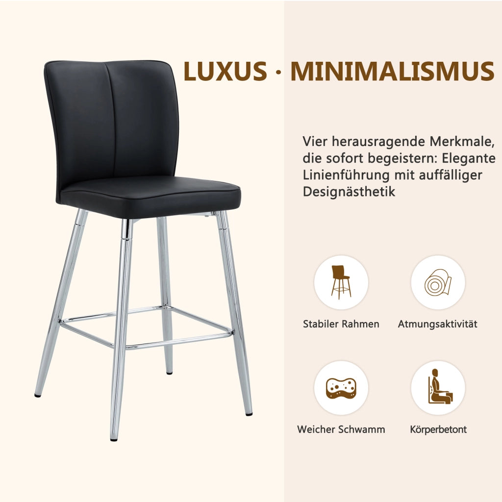 SGABELLO BAR Set da 2 pezzi 54x54x51 cm PU Nero e Argento