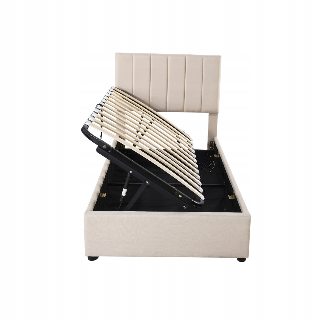 Letto imbottito 90x200 - Xylo - Beige con telaio sollevabile