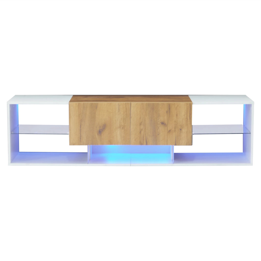 Mobile TV bianco e rovere naturale 160 cm con due cassetti