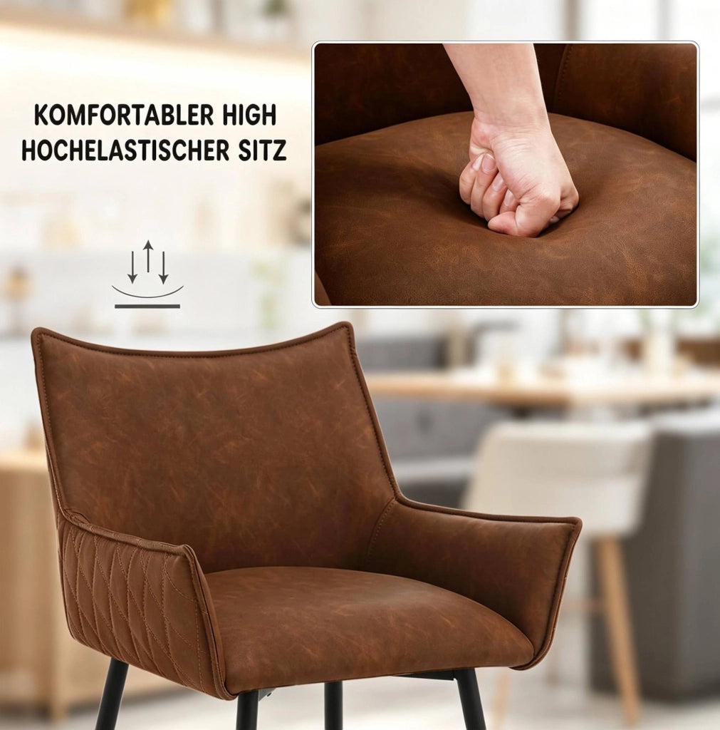 Sgabello da bar vintage ergonomico con braccioli, set da 2