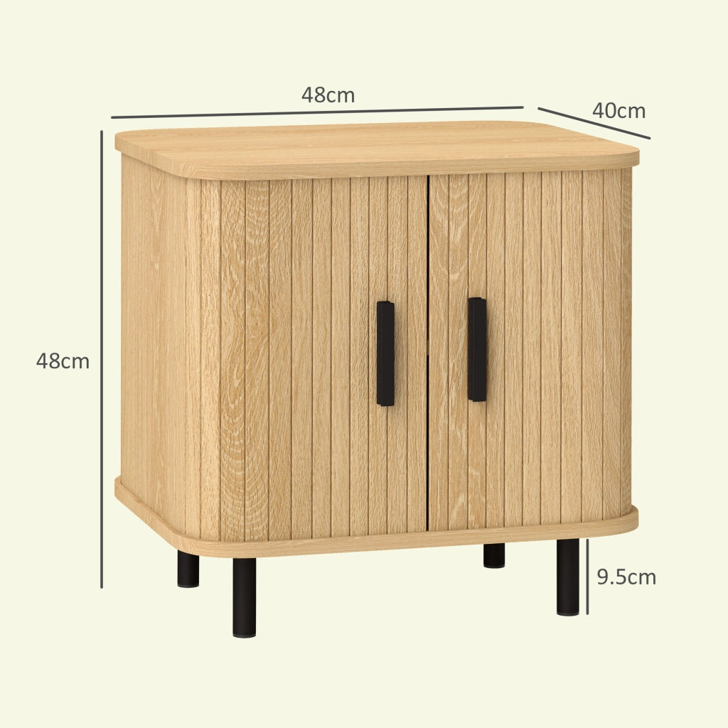 Comodini Set 2 ¨C zephmum ¨C Legno e Acciaio, Rovere e Nero, 48x40x48 cm