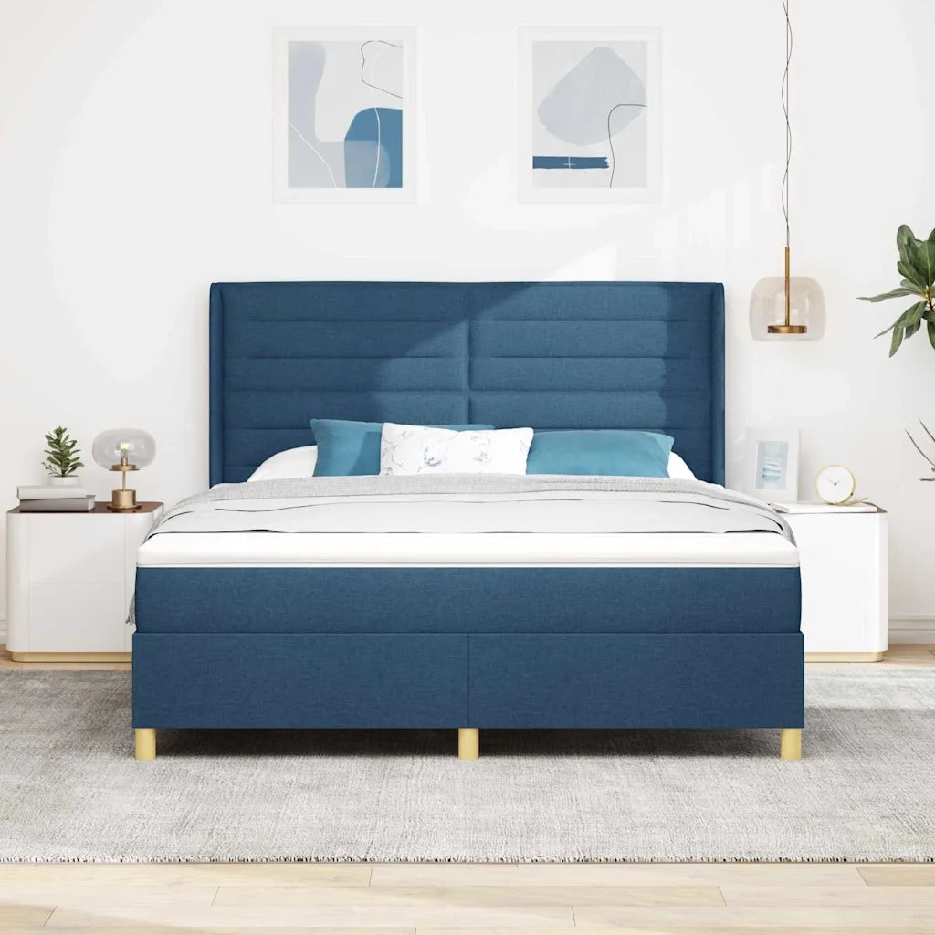 Letto a molle con materasso Blu 180 x 200 cm Tessuto