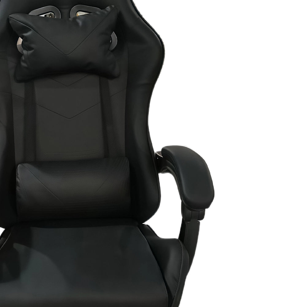 Sedia Gaming da Scrivania con Poggiapiedi e Cuscino Lombare e Cervicale Nero