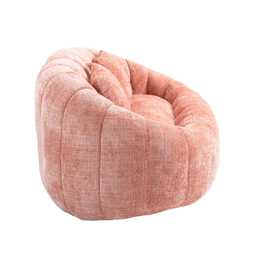 Divano da terra in ciniglia rosa; poltrona a sacco per adulti e bambini; 150x95x63 cm