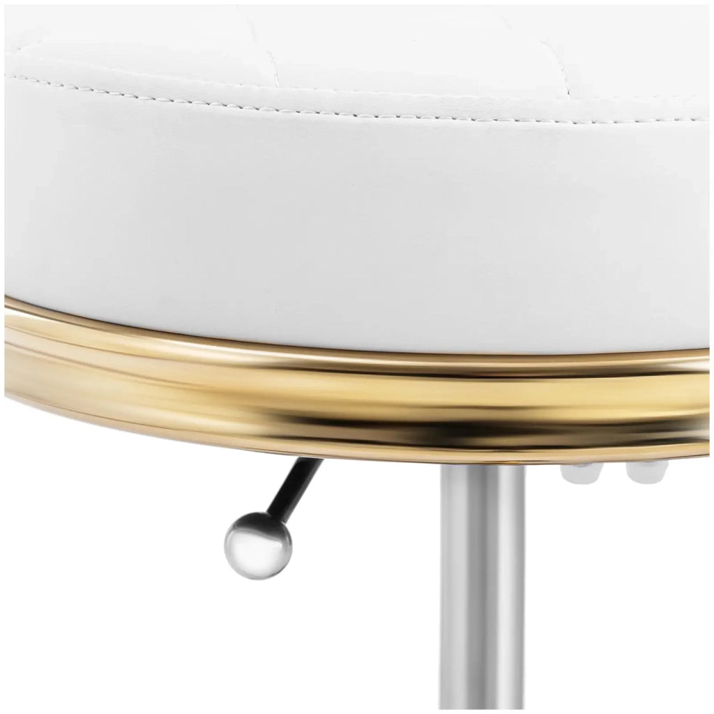 Sgabello con ruote e schienale 150 kg alluminio PVC compensato schiuma sintetica bianco 14_0010104