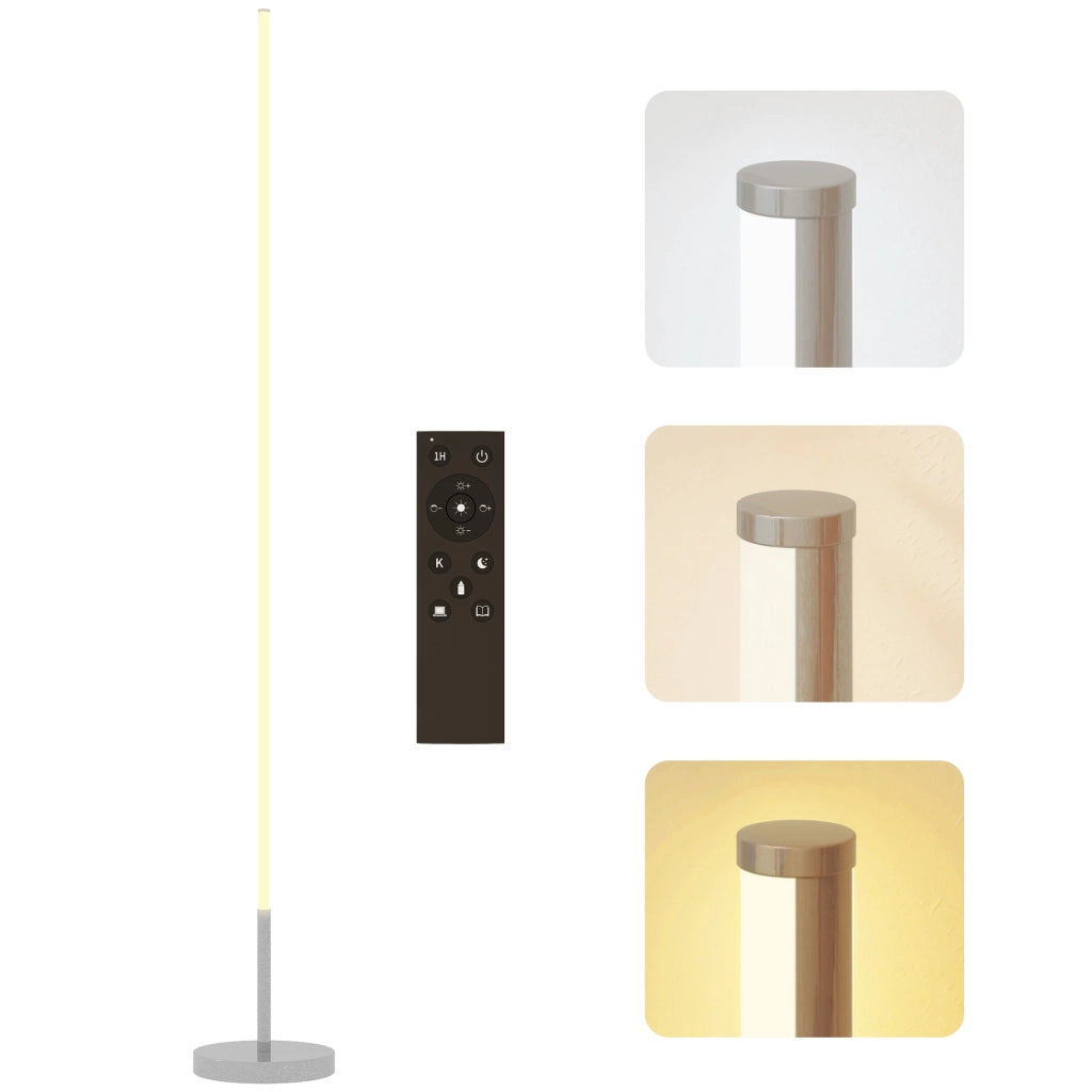 Lampada da terra LED regolabile telecomando interruttore a piede ¨C Minimal ¨C 20x150cm argento