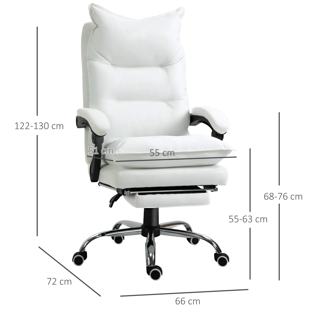 Sedia da Ufficio Ergonomica Reclinabile ¨C Minimal ¨C Finta Pelle, Imbottita, Bianco