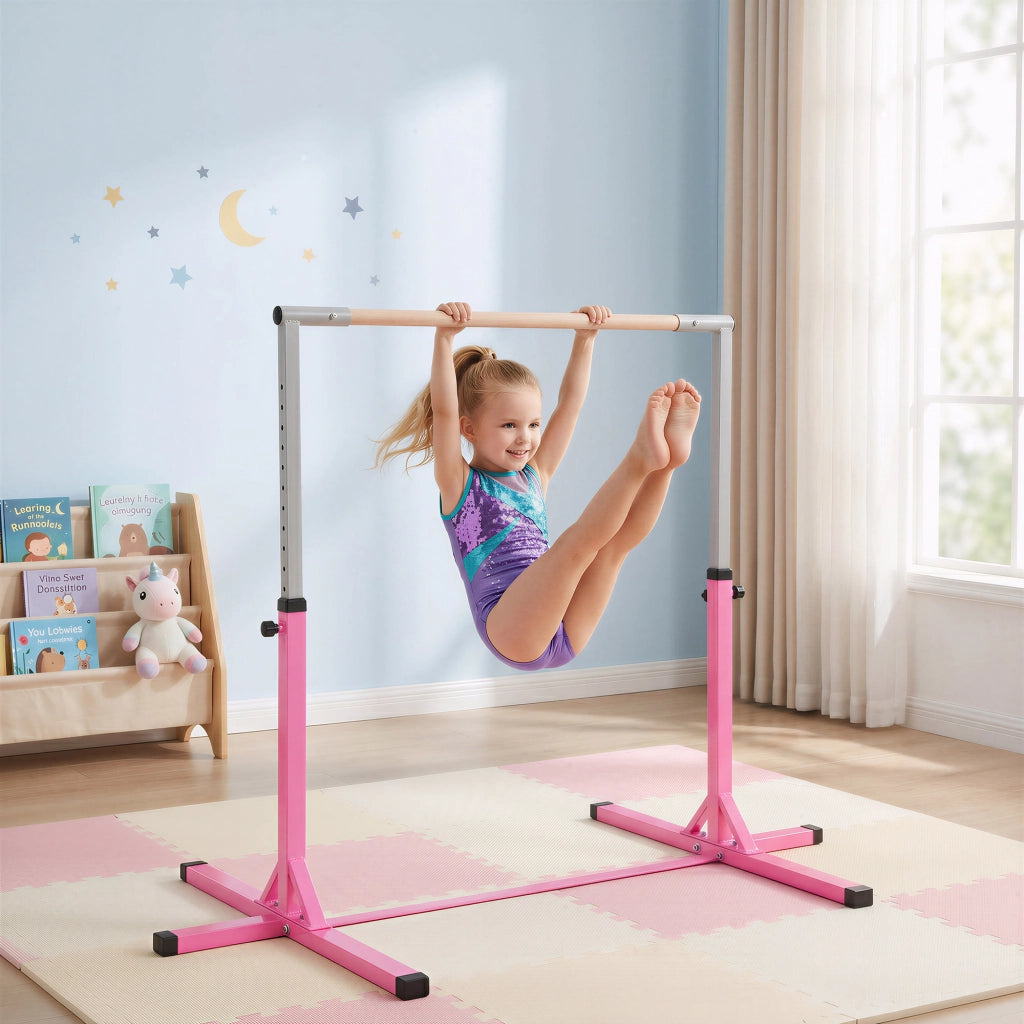 Barra da Ginnastica per Bambini ¨C Minimal ¨C Rosa 92-150cm 75kg 194x121x150cm