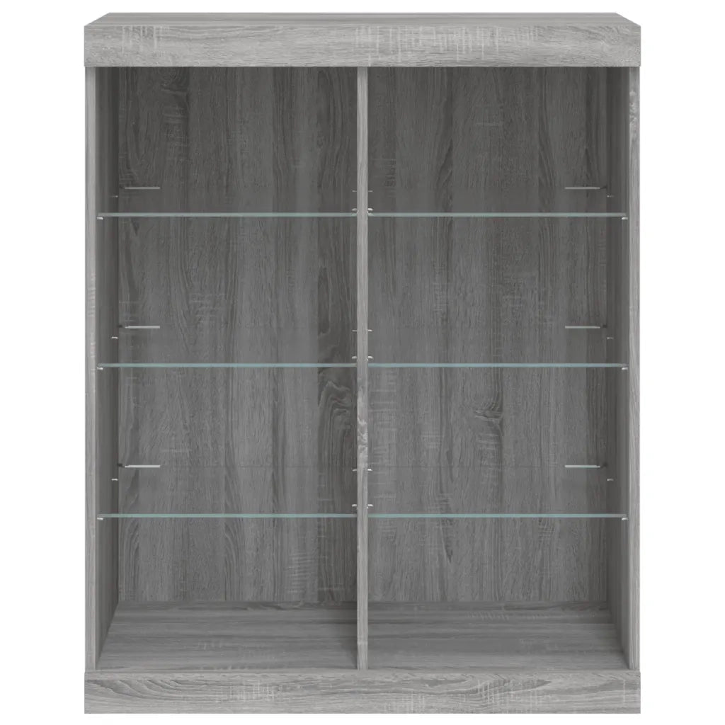 Credenza con Luci LED-Buffet-Armadio da cucina Grigio Sonoma 81x37x100 cm