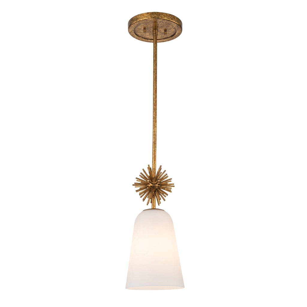 Lampada a sospensione ottone vetro opale E27 Elstead