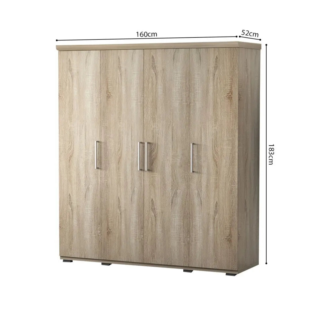 Armadio 4 porte con guardaroba TOM – Rovere sonoma