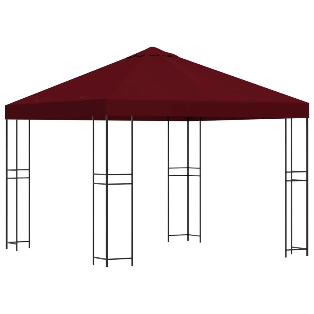 Gazebo 3 x 3 m Borgogna Poliestere e Acciaio 190 900335
