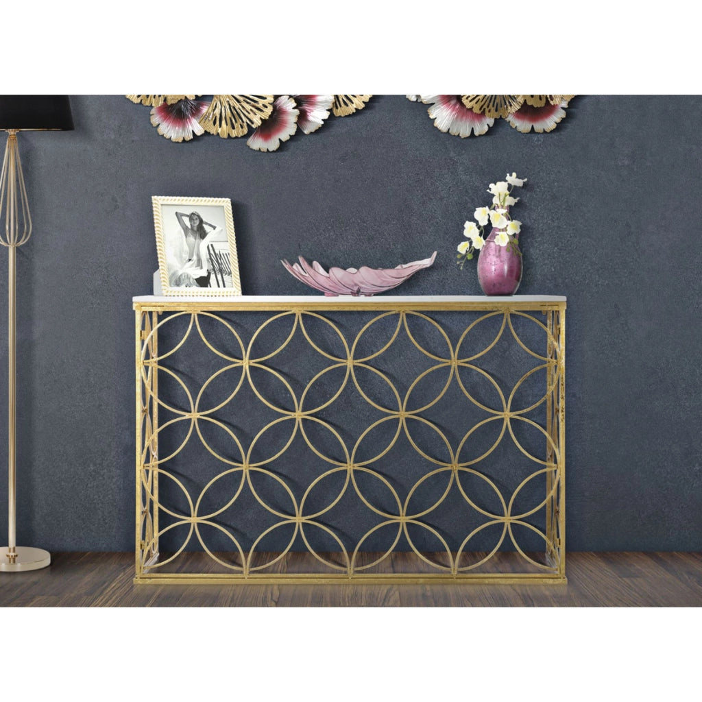 Tavolo Consolle VKH619, Oro, Marmo, 120x40x80 cm