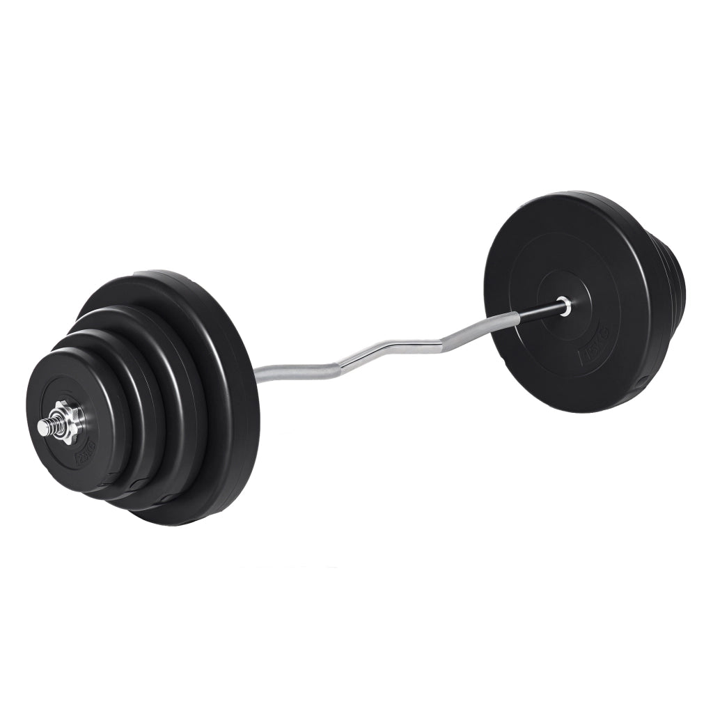 Set Bilanciere e Dischi da 70 kg totali con Impugnatura Antiscivolo, Acciaio e Plastica, Nero