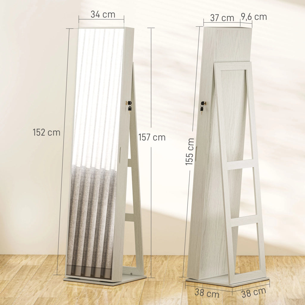 Armadio con Specchio e Luci LED ¨C Minimal ¨C Bianco con Vena Legno