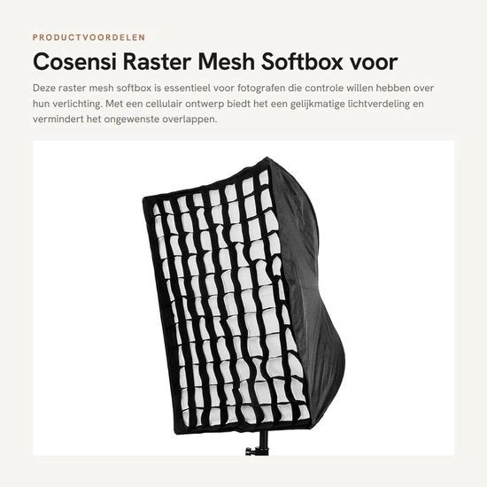 Kit di Softbox con Raster - Controllo Direzionale - Set di Softbox - Cinture di Montaggio - Progettazione Cellulare - Adatto alla Fotografia di Profilo - Modificatore di Luce