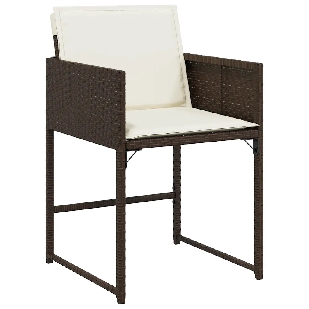 Set da Pranzo da Giardino 15 pz con Cuscini Marrone Polyrattan