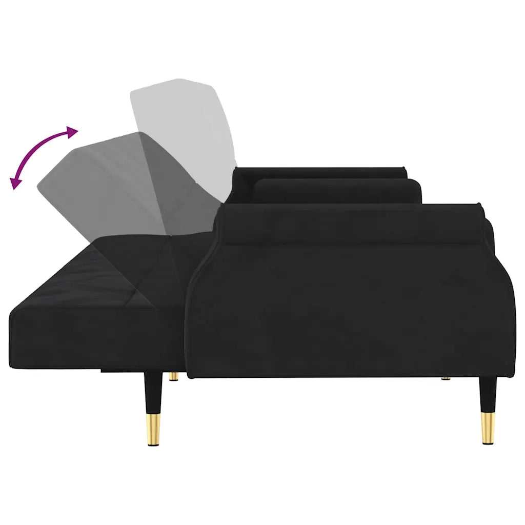 Divano letto | Sof¨¤ letto | Letto singolo con Cuscini Nero in Velluto