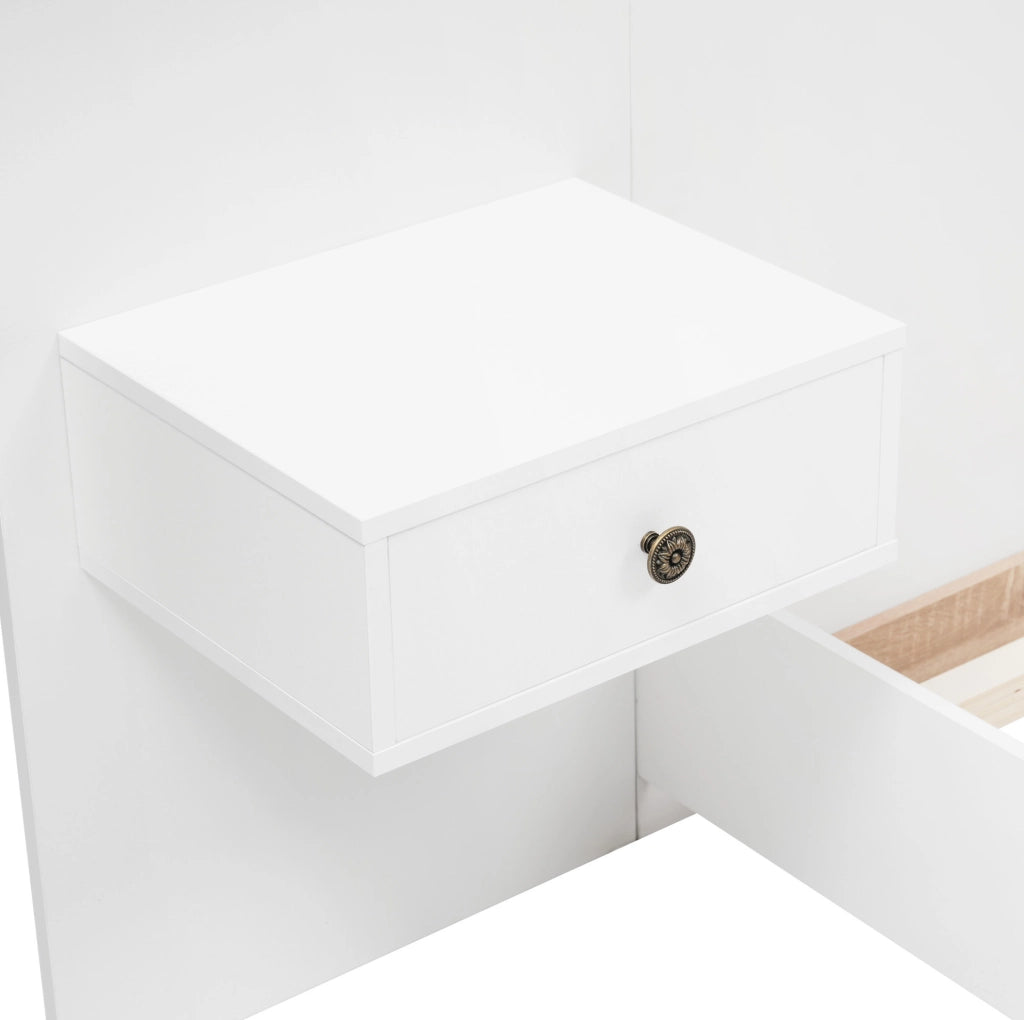 Letto matrimoniale 160x200 cm con comodini LED, USB-C e prese UE