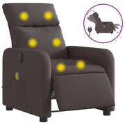 Poltrona | Sedia Relax Massaggio Reclinabile Elettrica Marrone Scuro Tessuto