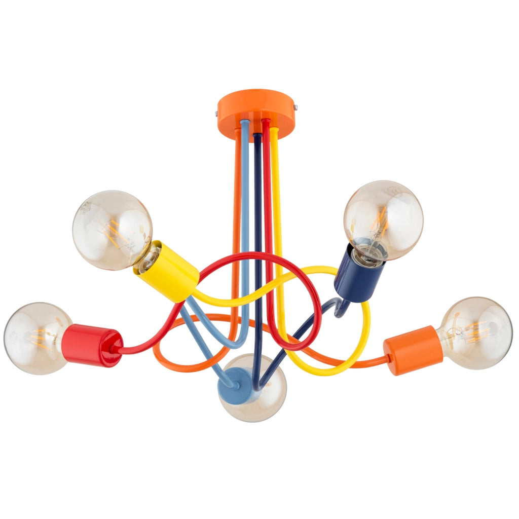 Plafoniera loft multicolor in metallo 5xE27 15W Wingo Alfa
