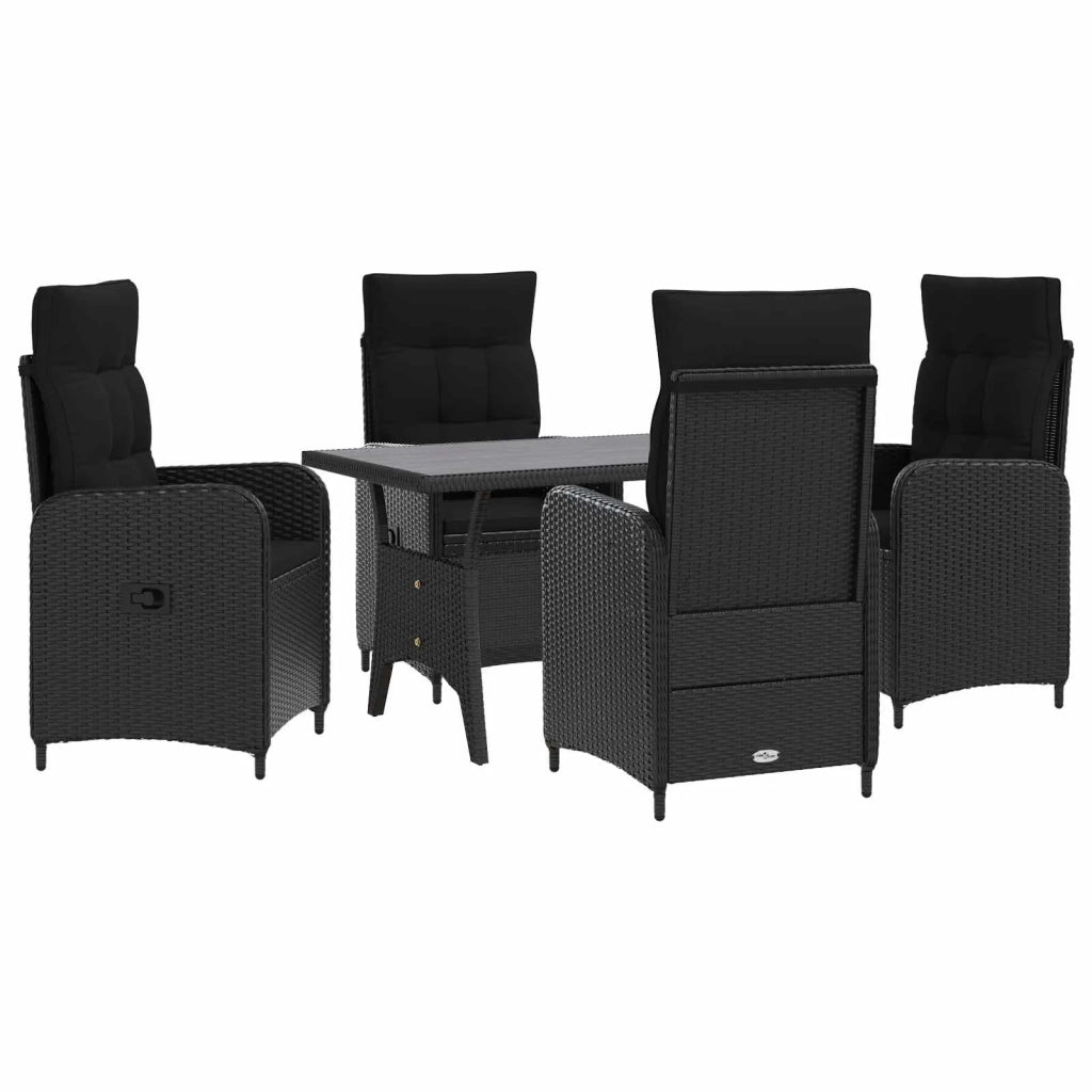 Set da pranzo per esterni 5 pz Nero polyrattan 3422257