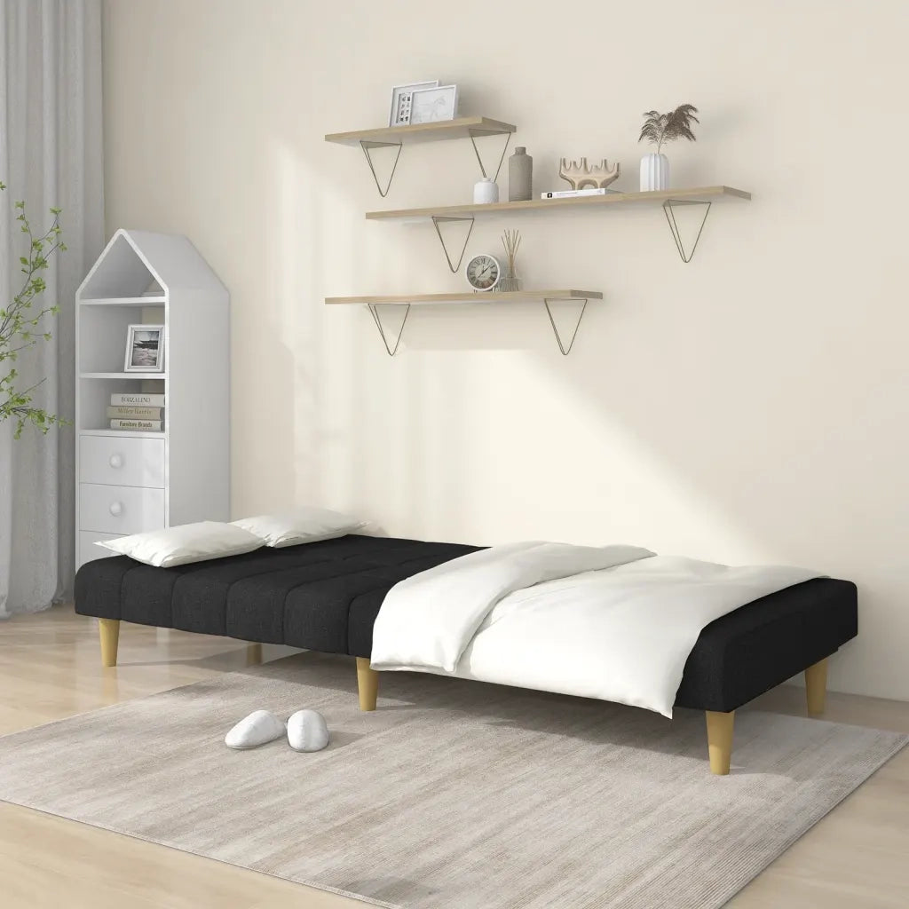 Divano Letto a 2 Posti Nero in Tessuto 375828