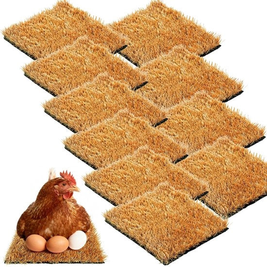 Set di cuscini per nido per polli 10 pezzi - Cuscini per nido riciclabili - 30 x 30 cm - Accessori per pollaio - Comodi e ventilati - Materiale di alta qualità in plastica sintetica - Cuscini per nido