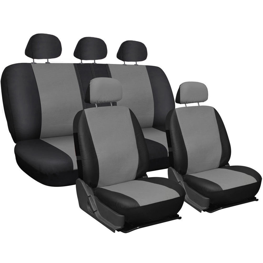 Trade Shop - Coprisedili Universali Auto Macchina Cotone Bicolore Grigio E Nero Copri Sedile -