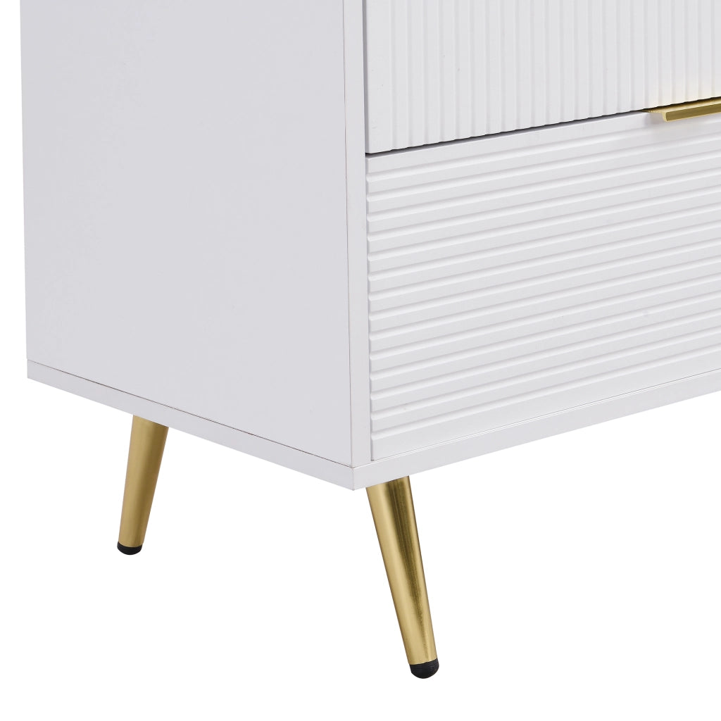 Credenza e madia con 2 ante, 3 cassetti e ripiani interni, stile moderno, in MDF, bianco e oro, 120 × 38 × 80.5 cm