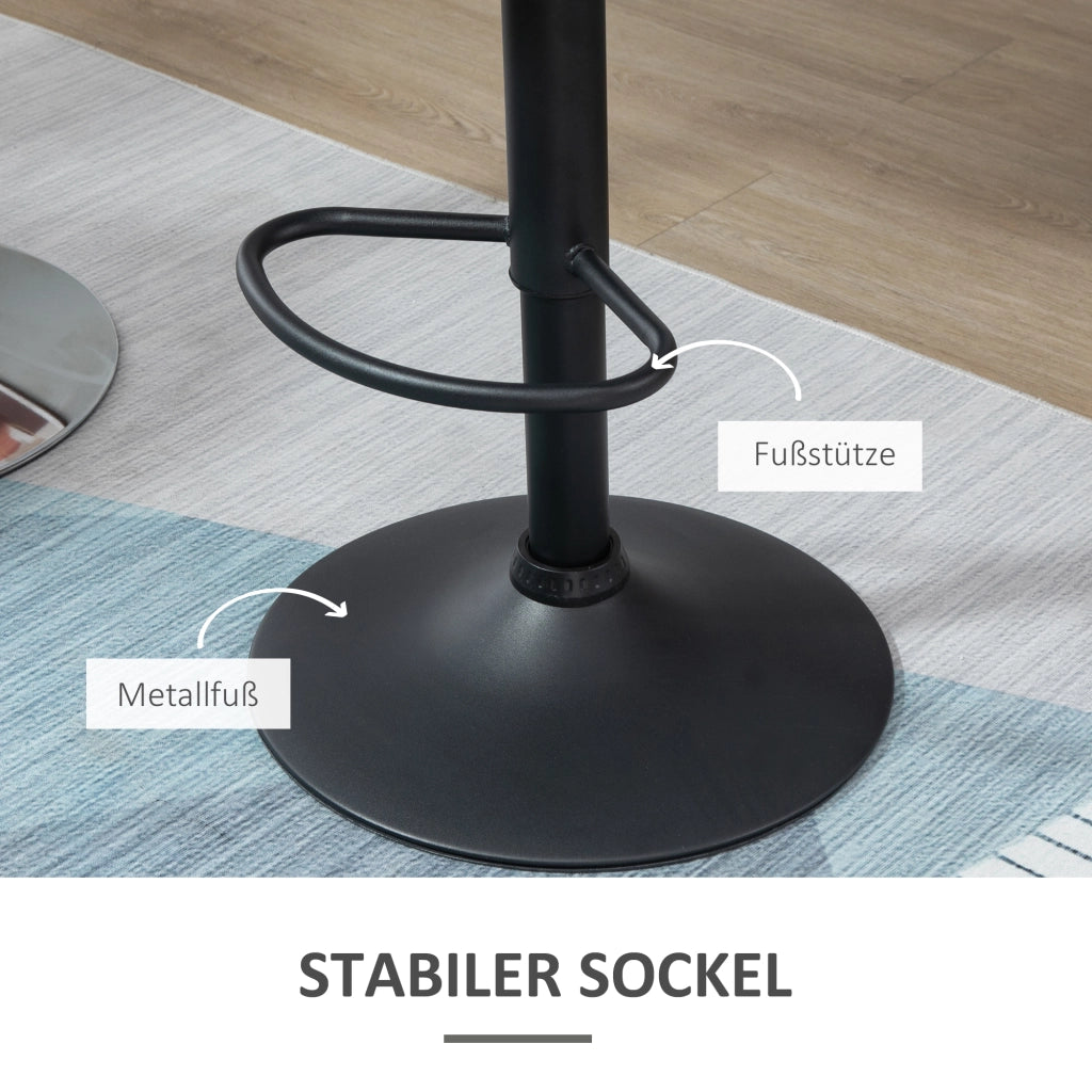 Sgabelli da bar set 2 girevoli regolabili con schienale e poggiapiedi in poliestere nero 51,5 × 57,5 × 93-114,5 cm