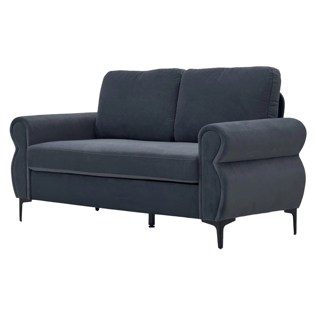 Divano 2 posti 173,5x81x92 cm grigio scuro – fodere sfoderabili, tessuto e metallo-legno