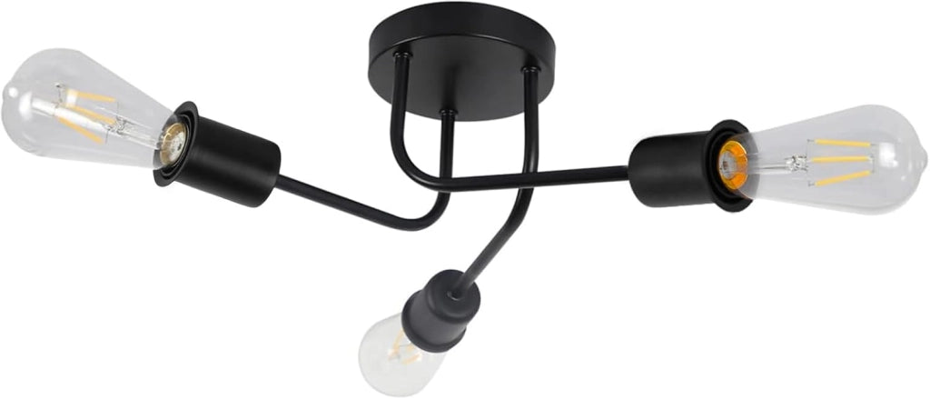 ZMH Lampada da soffitto vintage nera E27 stile industriale per interni