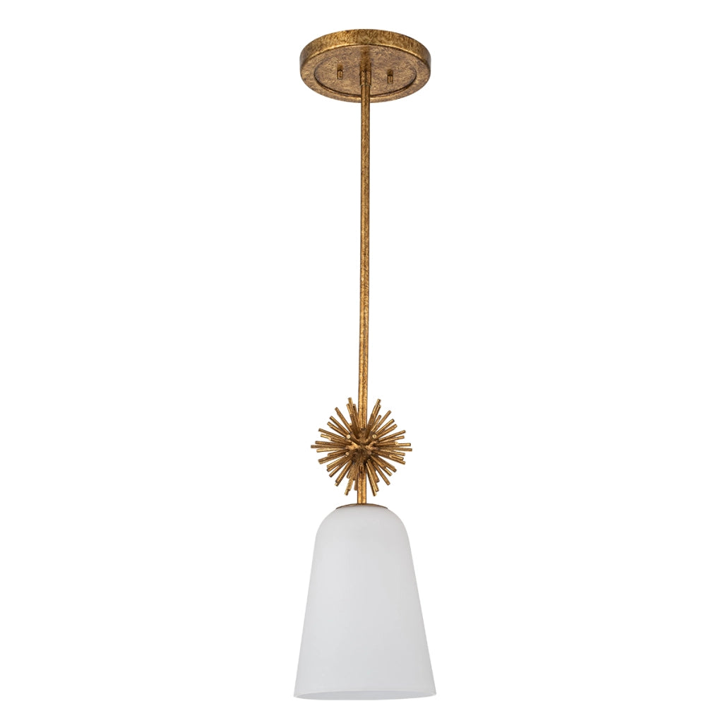 Lampada a sospensione ottone vetro opale E27 Elstead