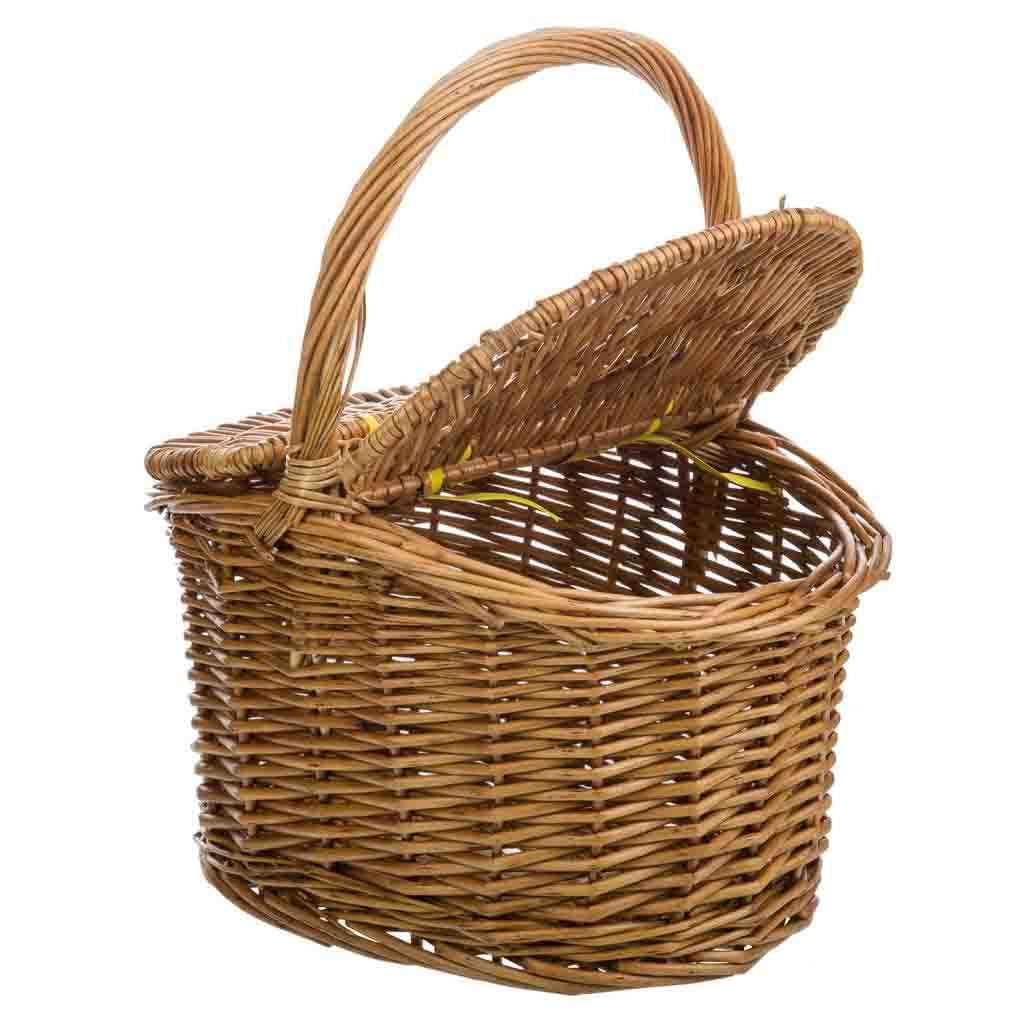 Cesto in vimini marrone con coperchio 28x22x15/31h
