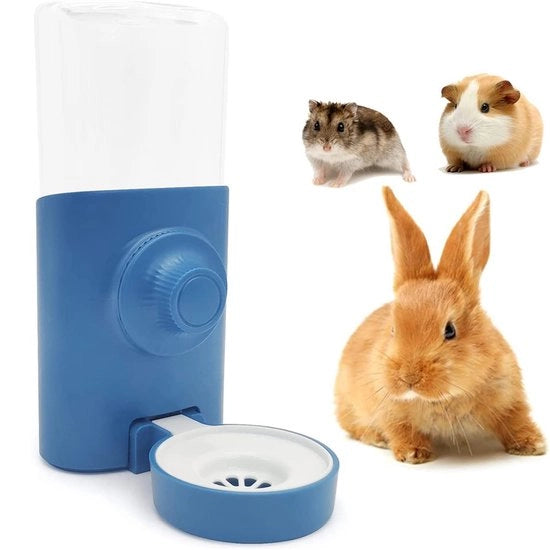 Dispensatore automatico di acqua per piccoli animali - Capacità 600 ml - Dispensatore di acqua per gabbia - Fusto di acqua per coniglio cavia chinchilla hamster gatto - Blu - 1 pezzo