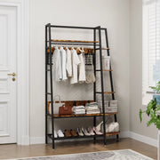 Appendiabiti Industriale Autoportante con Mensole in Legno Marrone Retro - Organizer Multiuso per Abiti e Scarpe