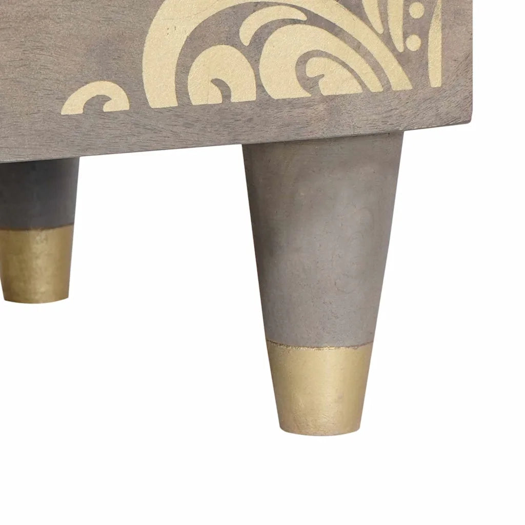 Comodino | Armadio da Notte | Mobiletto da notte Grigio 40 x 33 x 46 cm Legno di mango massello