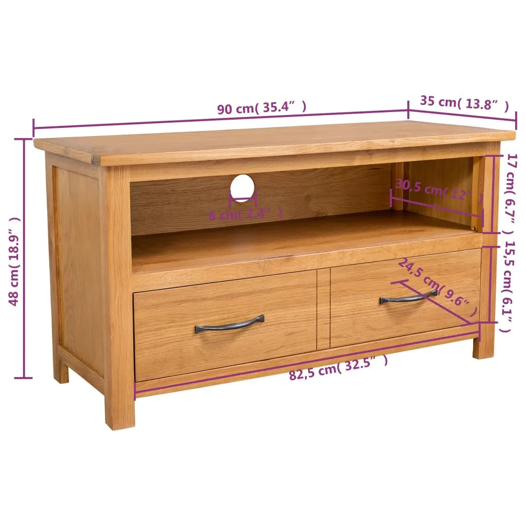Mobile TV 90x35x48 cm in Legno Massello di Rovere 244466