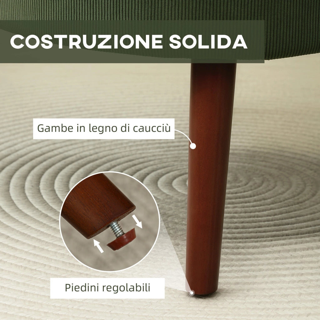 Poltrona Moderna da Camera Imbottita in Velluto Verde