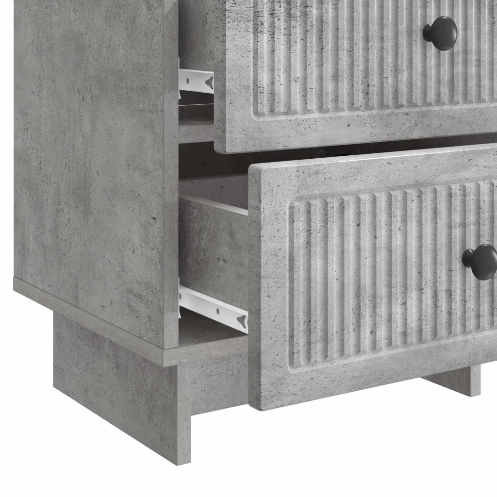 Set di 2 Comodini | Armadio da Notte | Mobiletto da notte Grigio Cemento 43 x 34,5 x 47,5 cm