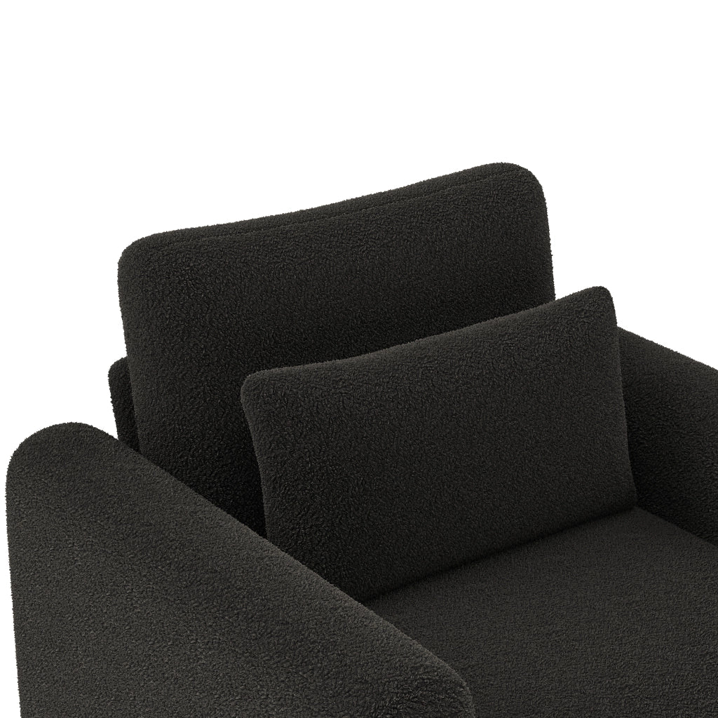 Poltrona lounge 87x83x88,5 cm con cuscini in tessuto teddy grigio scuro