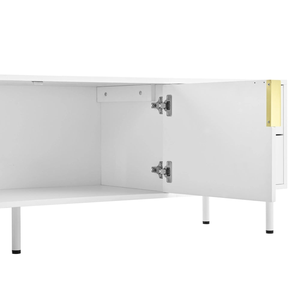 Mobile TV 180x40x49.5 cm con 4 cassetti e passacavi in MDF e truciolare bianco