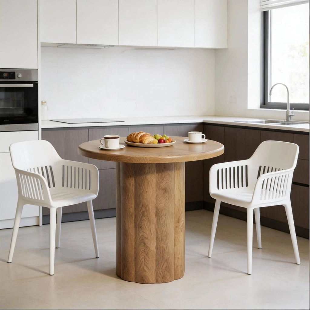 Tavolo rotondo da riunione 80 x 80 cm in MDF marrone