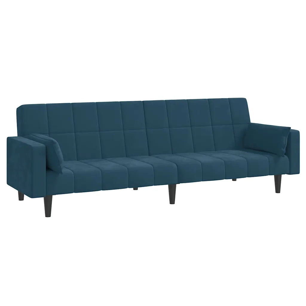 Divano letto | Sof¨¤ letto | Letto singolo a 2 Posti con 2 Cuscini Blu in Velluto